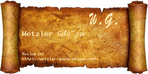 Wetzler Géza névjegykártya
